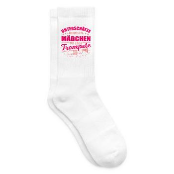 Unterschätze Niemals Ein Mädchen Trompete Trompete - Tennissocken - Weiß - Rechts