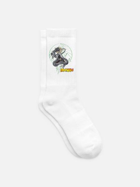 Drachen Neon über Bergkreis - Tennissocken - Weiß