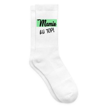 MAMIE. GRAND-MERE. FÊTE DES MÈRES - Chaussettes de tennis - blanc - Droite