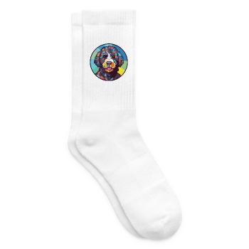 Portugiesische Wasserhundrasse Aquarell-Illustration - Tennissocken - Weiß - Rechts