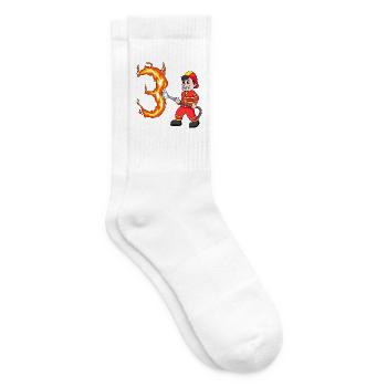 3. Geburtstag 3 Jahre Feuerwehr Geschenk - Tennissocken - Weiß - Rechts