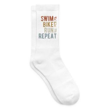 Swim Bike Run Repeat - Vintage Triathlon - Tennissocken - Weiß - Rechts