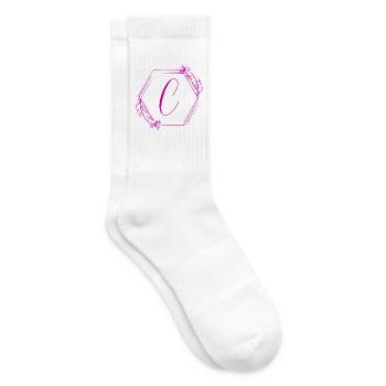 Monogramm C Florales Hexagon-Design - Tennissocken - Weiß - Rechts