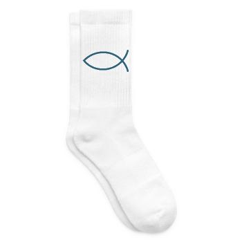 Blauer Jesusfisch Ichthys Jesus Fisch  - Tennissocken - Weiß - Rechts
