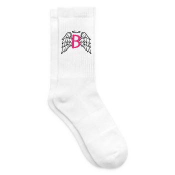 Guardian angel with angel wing letter B. - Tennis socks - white - Right