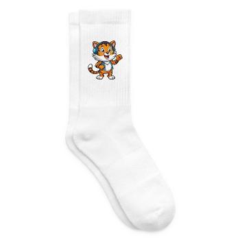 Tiger Funny Cartoon Character Musique de casque - Chaussettes de tennis - blanc - Droite