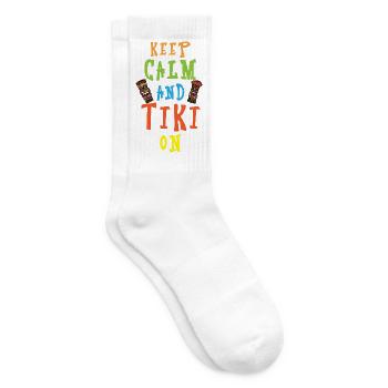 Ruhig bleiben und Tiki machen Hawaiianische Luau P - Tennissocken - Weiß - Rechts