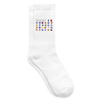 Ocean International Code Sea Flags, Marinekleidung - Tennissocken - Weiß - Rechts