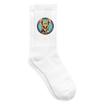 Servalkatze Bunte Aquarell-Tierillustration - Tennissocken - Weiß - Rechts