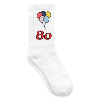 80. 80 ANS. 80e ANNIVERSAIRE. ANNIVERSAIRE 80 ANS. - Chaussettes de tennis - blanc - Droite