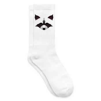 Waschbär Gesicht - Maske mit Ohren - Tennissocken - Weiß - Rechts
