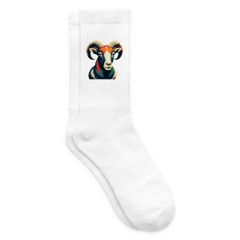 Ram Cartoon Figur Buntes Haustier Tier - Tennissocken - Weiß - Rechts