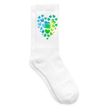 blaue Herzen viele Herzen - Tennissocken - Weiß - Rechts