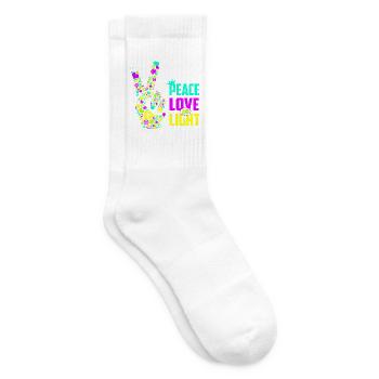 Peace Love Light Handzeichen Friedenssymbol Neon - Tennissocken - Weiß - Rechts
