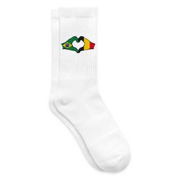 Brasilien Belgien Flagge Hände Herzform - Tennissocken - Weiß - Rechts
