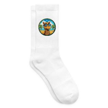 Camel Funny Cartoon Summer Beach Sunglasses Cool - Tennis socks - white - Right