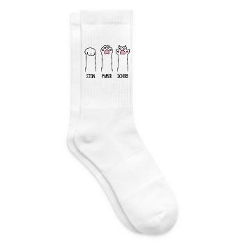 Stein Papier Schere Katze Pfote Spiel Katzenpfoten - Tennissocken - Weiß - Rechts