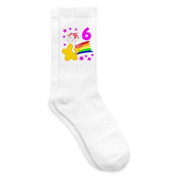 6. Geburtstag Mädchen 6 Sechster Bday Dabbendes Ei - Tennissocken - Weiß - Rechts