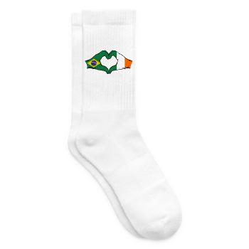 Brasilien Irland Flagge Hände Herzform - Tennissocken - Weiß - Rechts