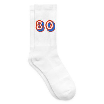 80. 80 JAHRE. 80-JÄHRIGES JUBILÄUM. 80. GEBURTSTAG. - Tennissocken - Weiß - Rechts