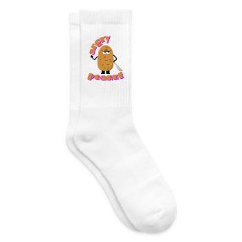Böse Erdnuss Angry Peanut Lustiges Witziges Design - Tennissocken - Weiß - Rechts
