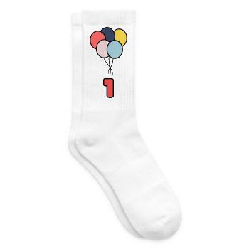 1. 1 JAHR. 1. JAHRESTAG. 1 JAHR GEBURTSTAG - Tennissocken - Weiß - Rechts