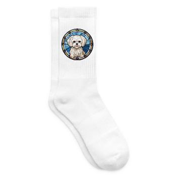 Maltesische Hunderasse Aquarellglas - Tennissocken - Weiß - Rechts