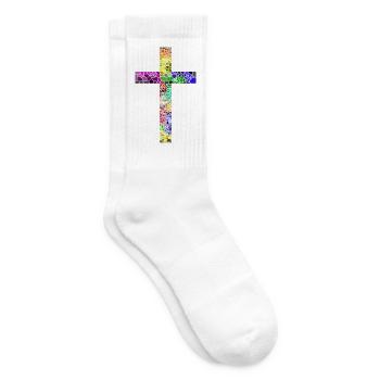 Kreuz Jesus Gott Religion Kirche Papst Vatikan - Tennissocken - Weiß - Rechts