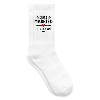 Geschenk zum Hochzeitstag 1 Jahr Hochzeit aus Baumwolle - Tennissocken - Weiß - Rechts
