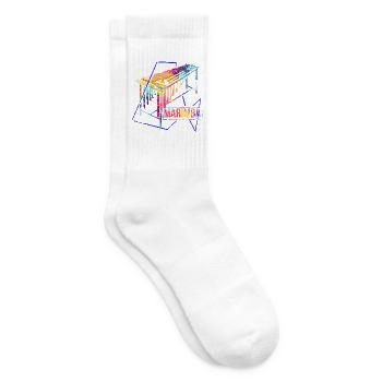 Klangstarke Marimba Perkussion - Tennissocken - Weiß - Rechts
