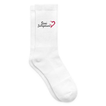 Seni Seviyorum auf Türkisch Geschenkidee Geschenk - Tennissocken - Weiß - Rechts
