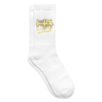 EKG Kurve - Herzkurve - Puls - Karneval - Konfetti - Tennissocken - Weiß - Rechts