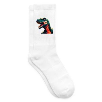 Dinosaurier Cartoon Figur Buntes Haustier Tier - Tennissocken - Weiß - Rechts