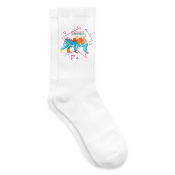 Flauschiger Grizzlybär Waldkönig - Tennissocken - Weiß - Rechts