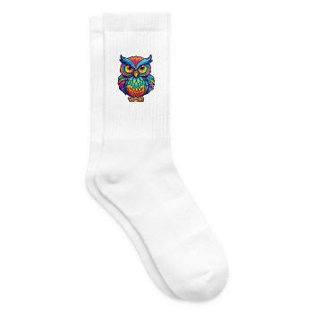 Eule buntes Aquarell Cartoon Kawaii Tier - Tennissocken - Weiß - Rechts