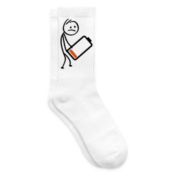 Batterieladegerät. Wiederaufladbarer Akku, niedriger Füllstand - Tennissocken - Weiß - Rechts