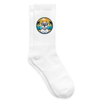 Dogue Argentino Chien Race Dessin Animé Lunettes De Soleil Plage - Chaussettes de tennis - blanc - Droite