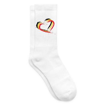 Herz Bürste Flagge Belgien Fahne Design Farben - Tennissocken - Weiß - Rechts