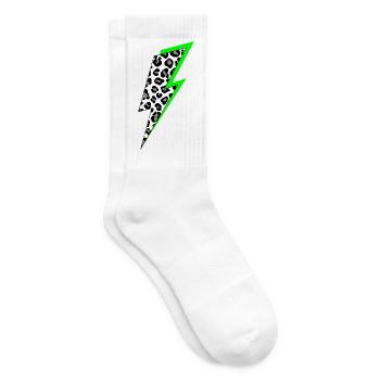 Blitz Leoparden Muster mit Neon Schatten - Tennissocken - Weiß - Rechts