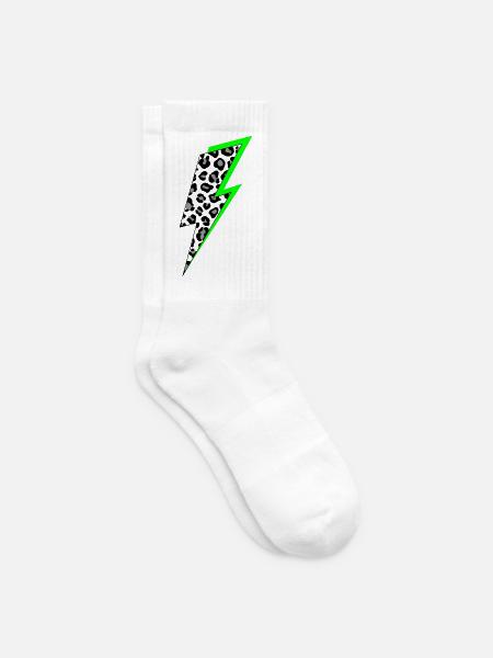 Blitz Leoparden Muster mit Neon Schatten - Tennissocken - Weiß