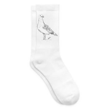 Colombe Vintage – Croquis d’oiseau dessiné à la main - Chaussettes de tennis - blanc - Droite