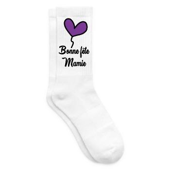 MAMIE. GRAND-MERE. FÊTE DES MÈRES - Chaussettes de tennis - blanc - Droite