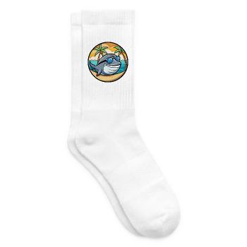 Wal Lustig Cartoon Sommer Strand Sonnenbrille Cool - Tennissocken - Weiß - Rechts