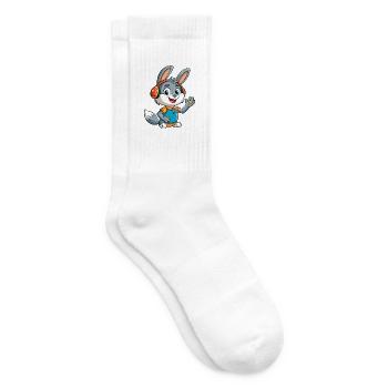Kaninchen Lustige Cartoon Figur Kopfhörer Musik - Tennissocken - Weiß - Rechts
