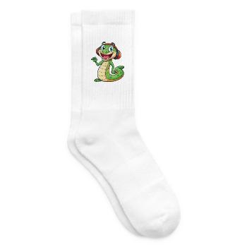 Schlange Lustige Zeichentrickfigur Kopfhörer Musik - Tennissocken - Weiß - Rechts