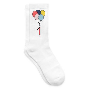 1. 1 JAHR. 1. JAHRESTAG. 1 JAHR GEBURTSTAG - Tennissocken - Weiß - Rechts