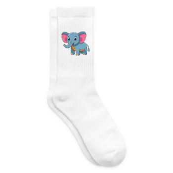 Éléphant Mignon Mascotte Personnage De Dessin Animé Kawaii - Chaussettes de tennis - blanc - Droite