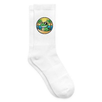 Lézard Drôle Dessin Animé Plage D’été Lunettes De Soleil Cool - Chaussettes de tennis - blanc - Droite
