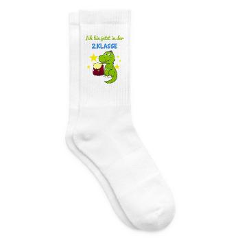 Ich Bin Jetzt In Der 2.Klasse Zweitklässler Dino - Tennissocken - Weiß - Rechts