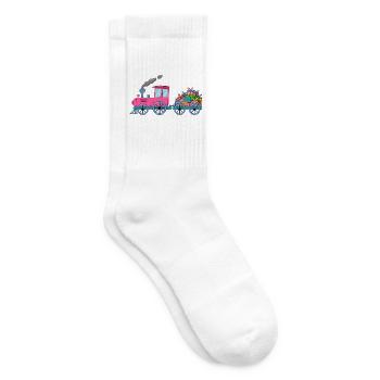 Children's train railway with trailer pink - Tennis socks - white - Right